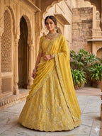 Silk Lehenga with Zari and Stone Work for Haldi Function for women | Snyvia