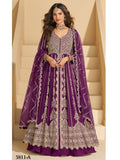 Wine Anarkali Eid Special Lehenga Suit in Heavy Real Chinon with Sequence Embroi for women | Snyvia