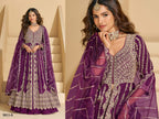 Pink Anarkali Eid Special Lehenga Suit in Heavy Real Chinon with Sequence Embroi full drape view