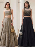 Golden Lehenga Choli for Festive Wear full drape view