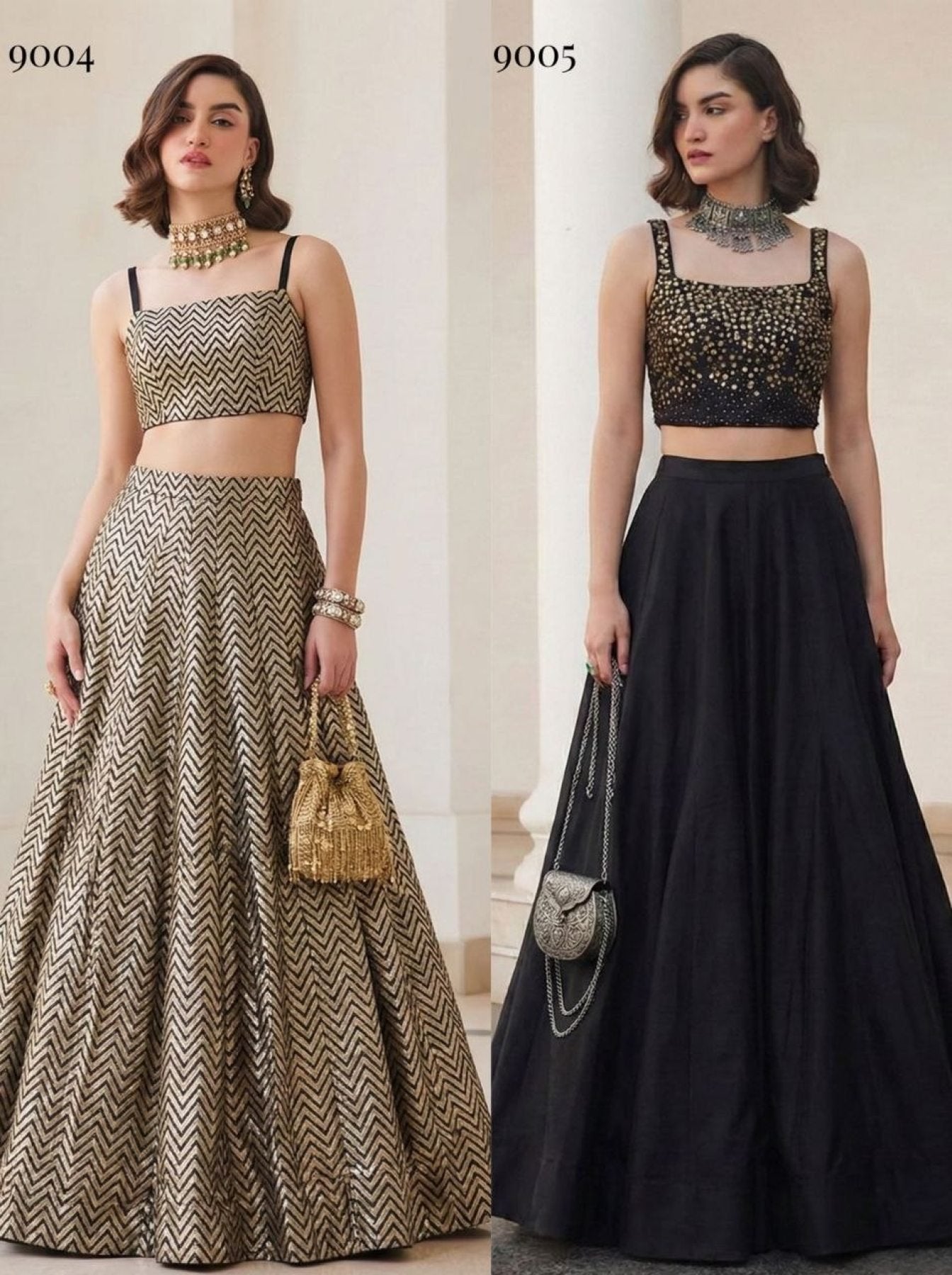 Golden Lehenga Choli for Festive Wear full drape view