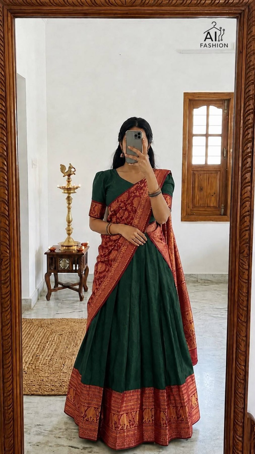 Heavy Lichi Silk Lehenga Choli with Woven Zari Border for Wedding Wear front view