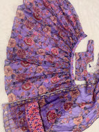 Purple Mirror Work Lehenga Choli for Wedding Wear embroidery close-up