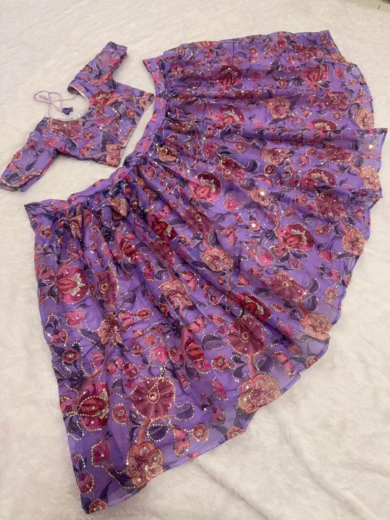 Purple Mirror Work Lehenga Choli for Wedding Wear colour variant view