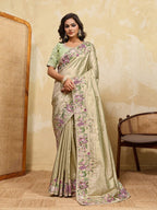 Green Kanjivaram Saree - drape and pallu detail