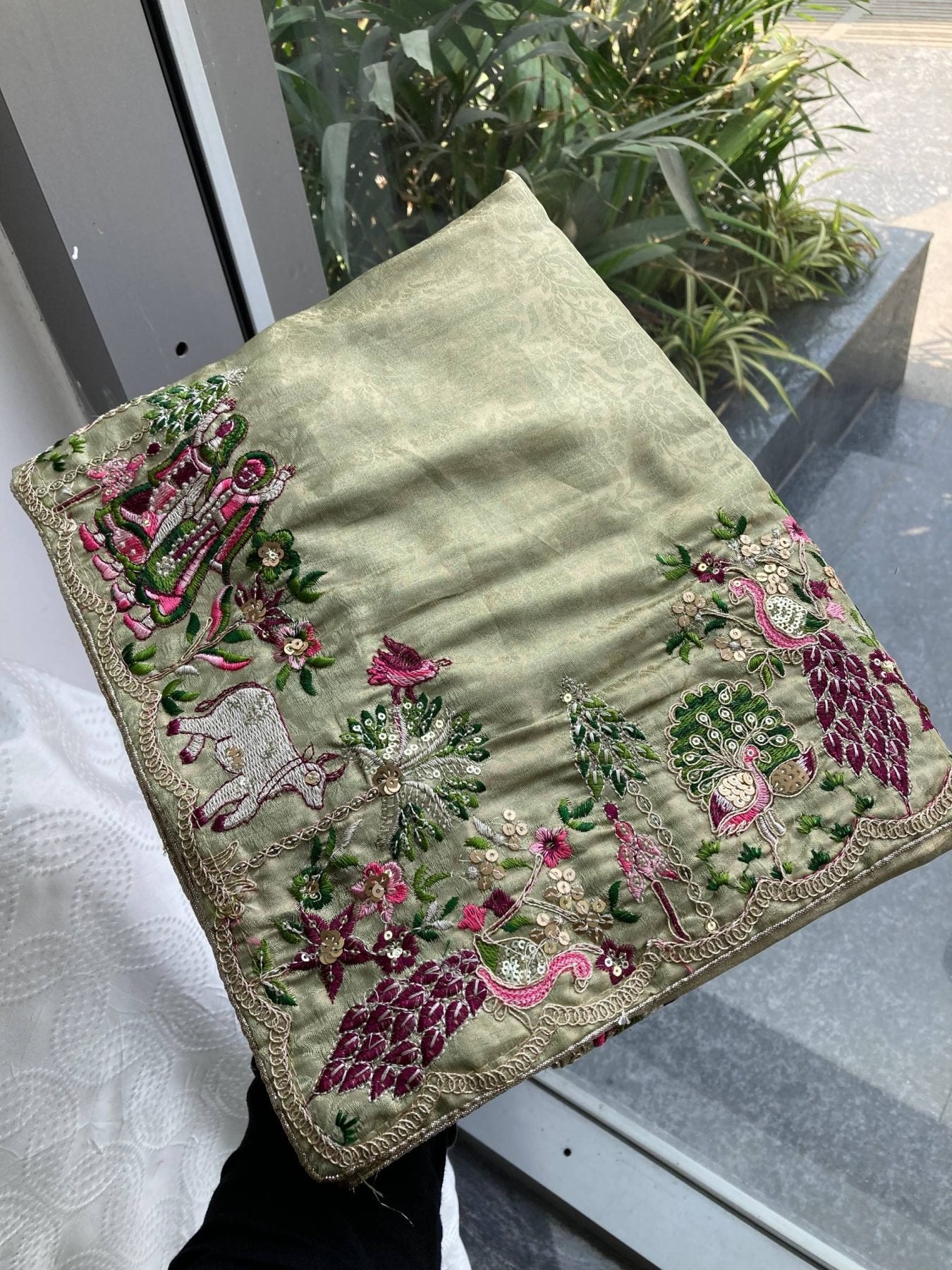 Green Kanjivaram Saree - pallu design detail