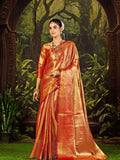 Rust Kanjivaram Saree for women - full front view | Snyvia