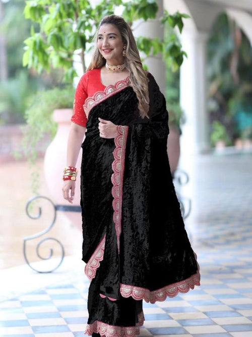 Chikankari Embroidery Sequins Work Georgette Saree at Snyvia
