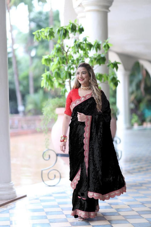 Georgette Saree - drape and pallu detail