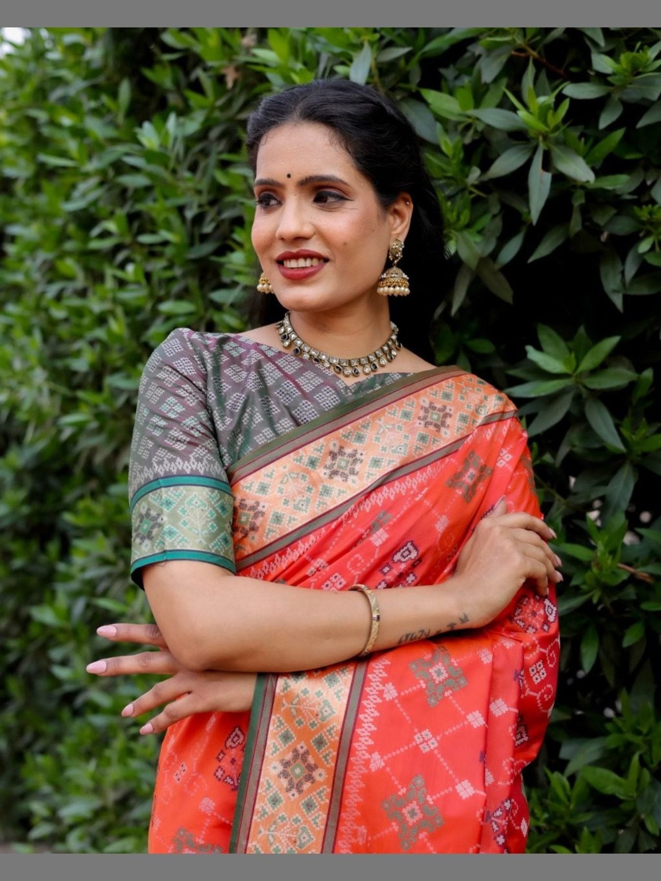 Patola Saree - fabric texture close-up