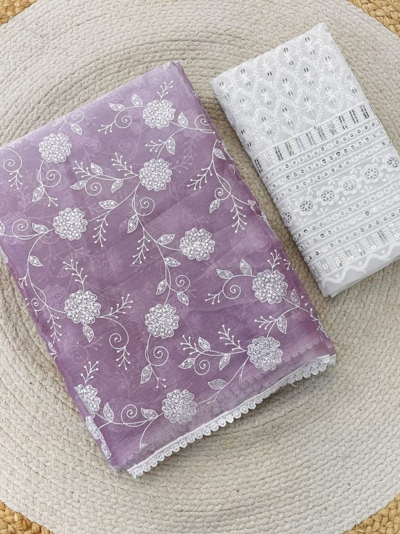 Lavender Saree for women - full front view | Snyvia