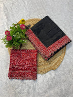 Black Satin Saree - full-length drape