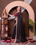 Black Georgette Saree - drape and pallu detail