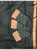 Black Linen Saree - embroidery work detail