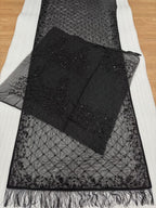 Black Georgette Saree - blouse and border close-up
