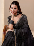 Black Georgette Saree for women - full front view | Snyvia
