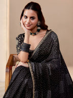 Black Georgette Saree for women - full front view | Snyvia