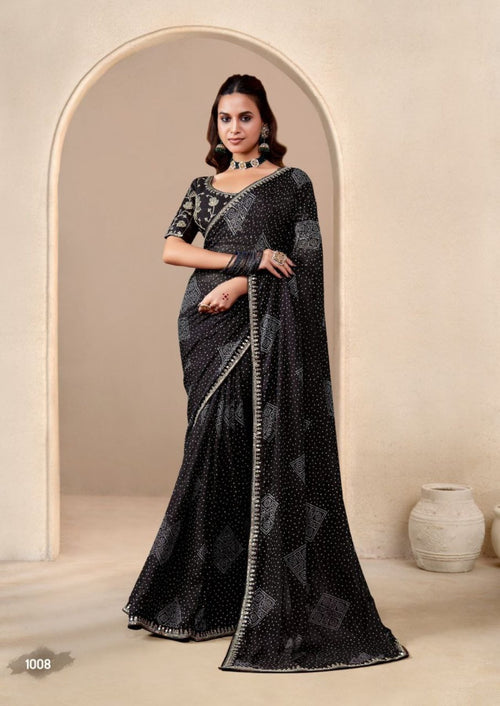 Black Georgette Saree - drape and pallu detail