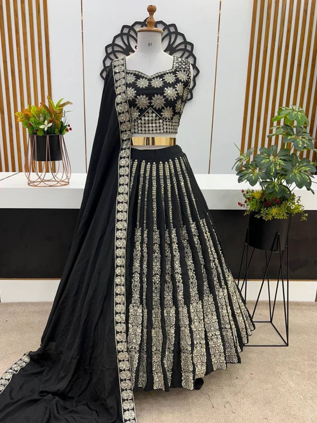 Chinnon Lehenga with Embroidery Wedding Ready Elegance back view