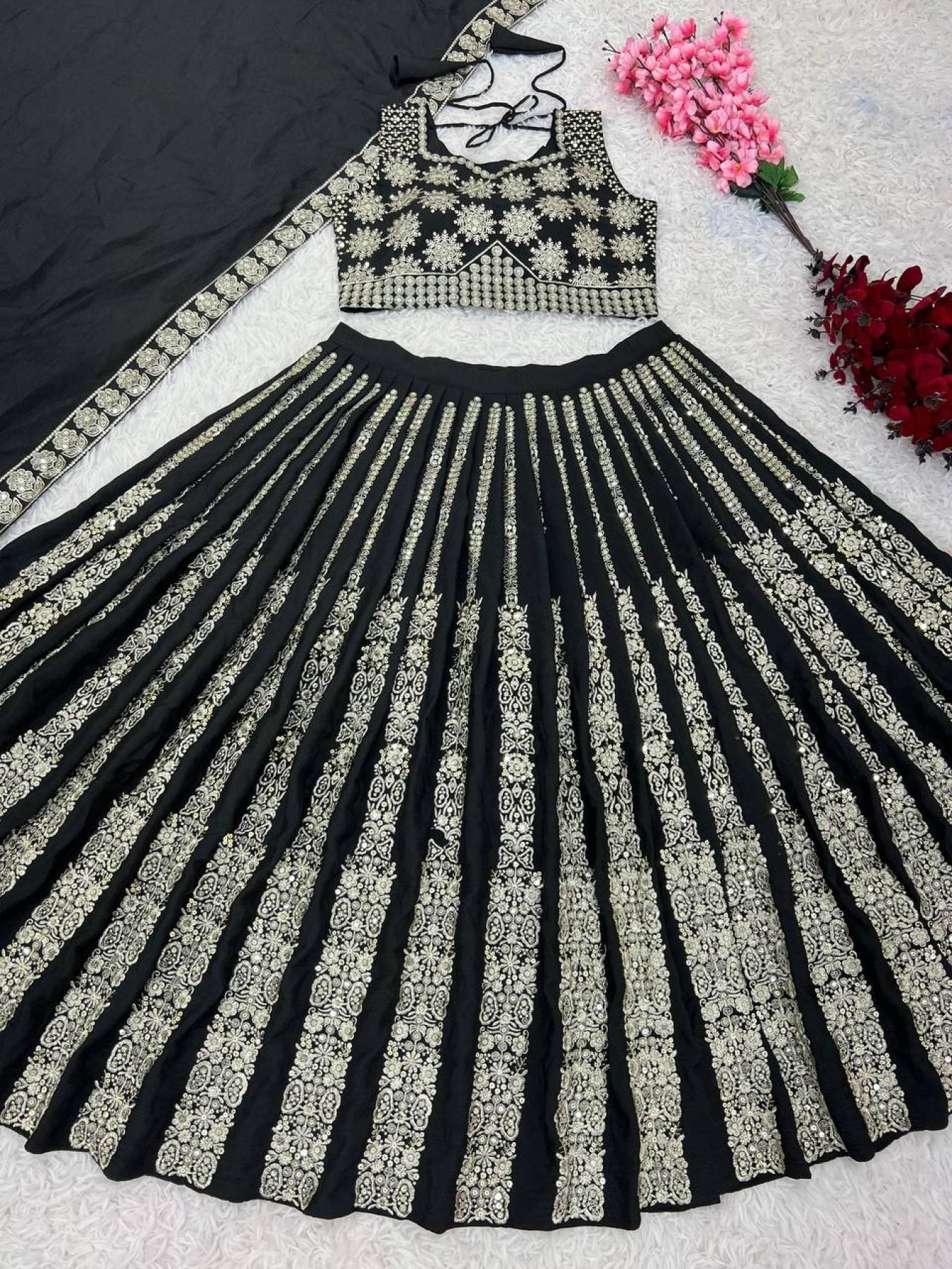 Chinnon Lehenga with Embroidery Wedding Ready Elegance front view