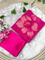 Pink Organza Saree - Handwork pallu design detail