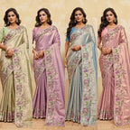 Blue Silk Saree - embroidery work detail