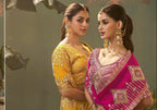 Pink Silk Saree - side drape view