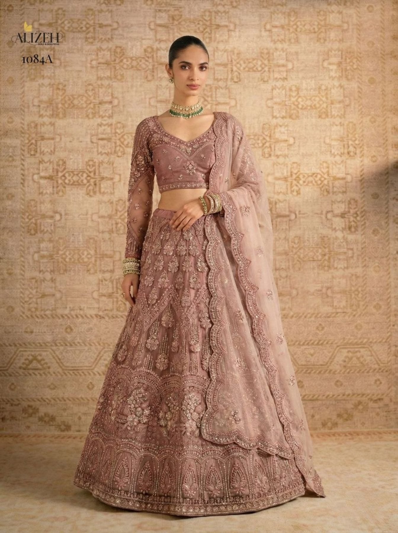 Butterfly Net Lehenga Choli with Banglori Silk Inner for Bridal Wear styling view