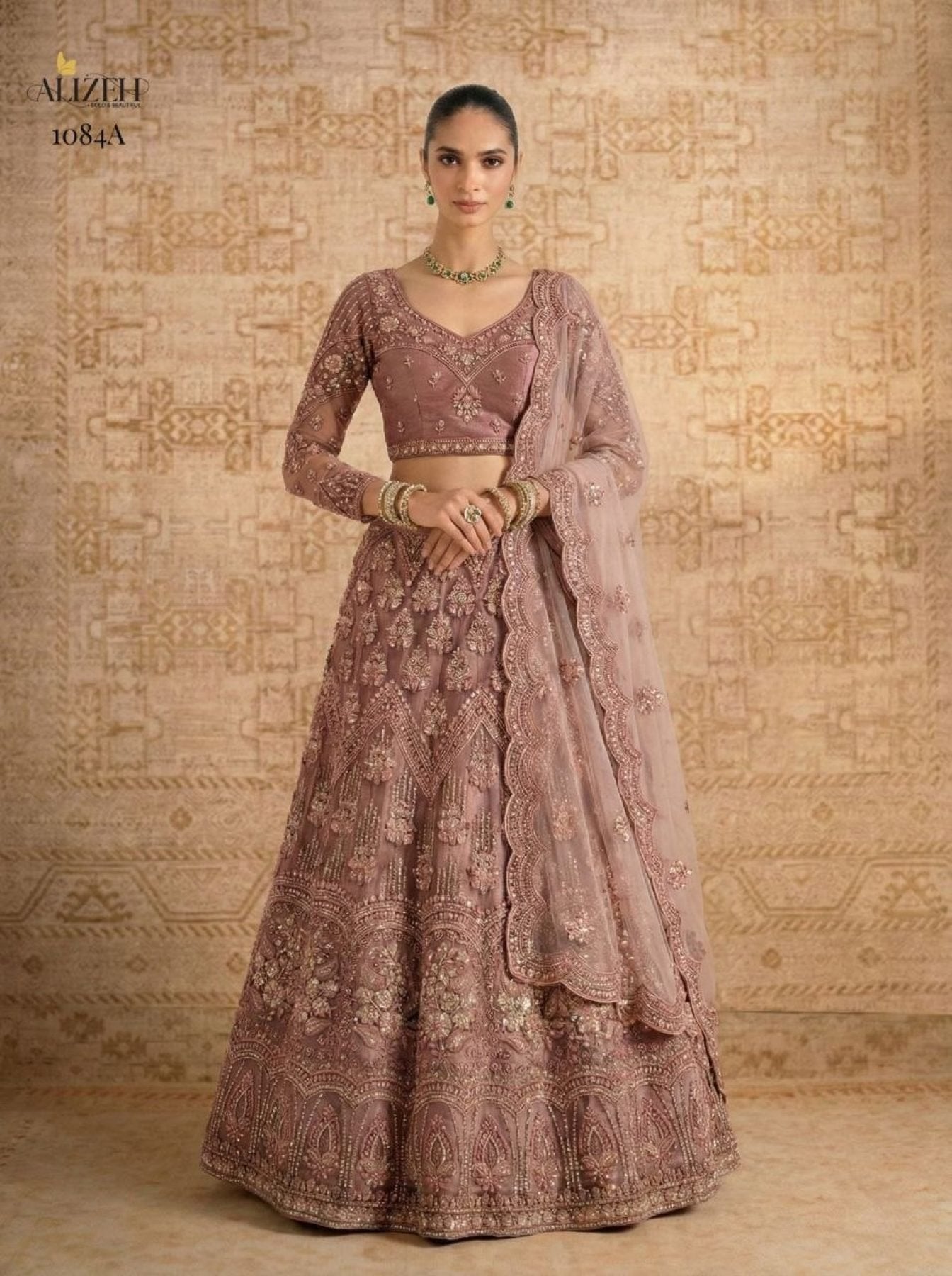 Butterfly Net Lehenga Choli with Banglori Silk Inner for Bridal Wear colour variant view