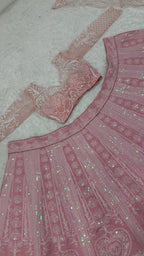 Pink Lehenga Set with Rainbow Sequins for Festive Wear styling view