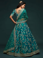 Off White Art Silk Lehenga Choli Set with Heavy Zari and Sequins Work blouse and dupatta detail
