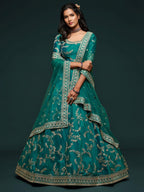 Hot Pink Art Silk Lehenga Choli Set with Heavy Zari and Sequins Work fabric texture detail