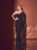 Black Georgette Saree for women - full front view | Snyvia
