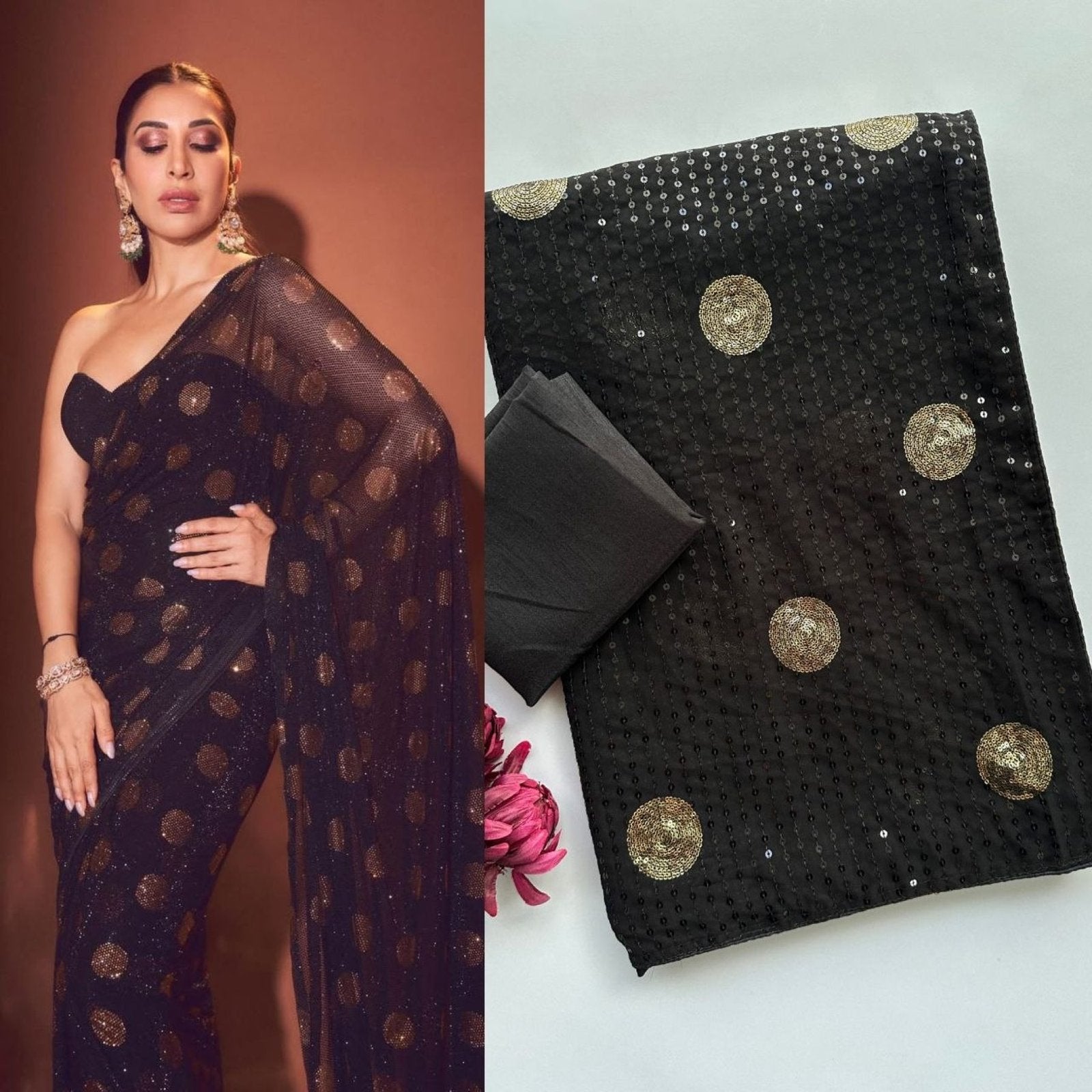Black Georgette Saree - styling and accessories view
