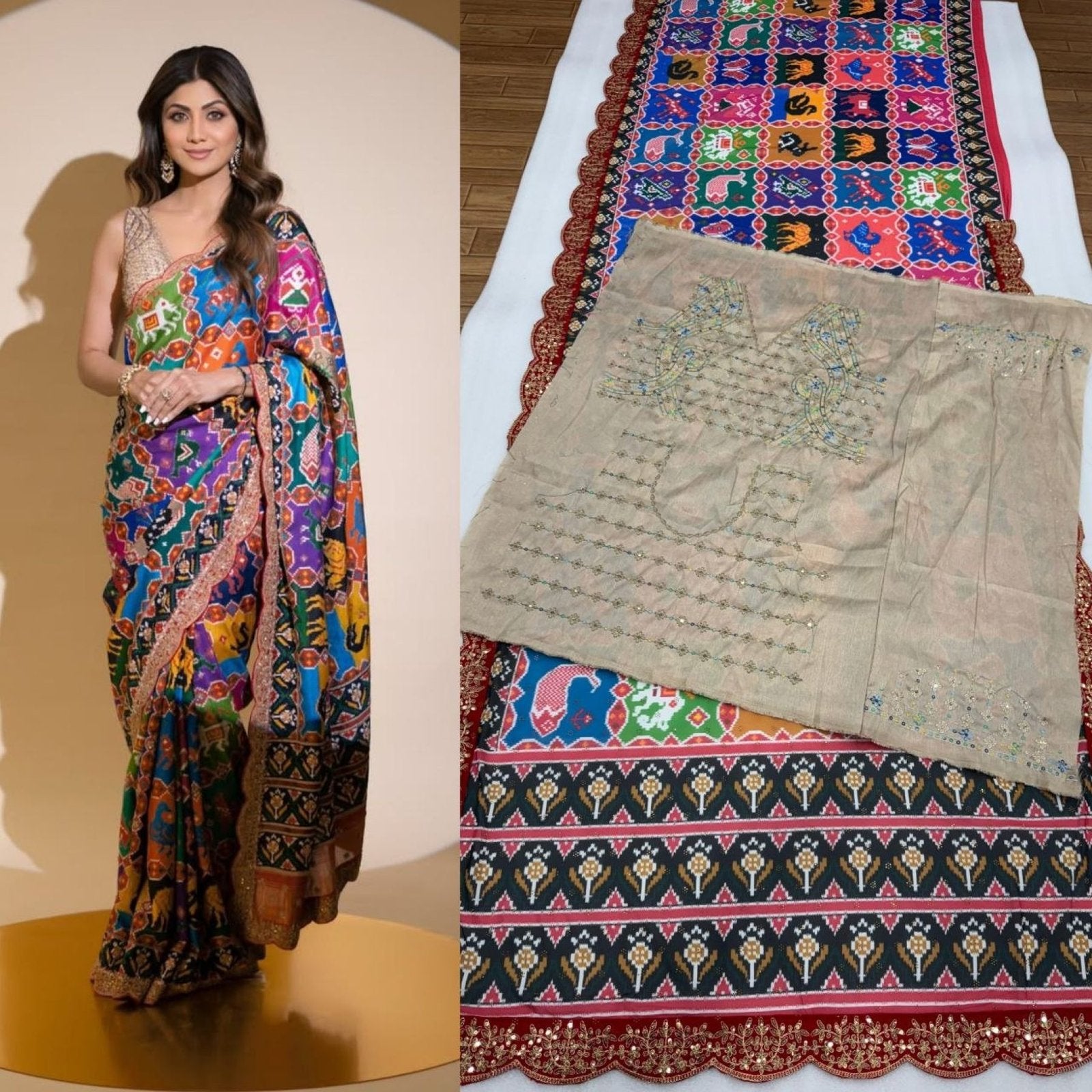 Georgette Saree - drape and pallu detail