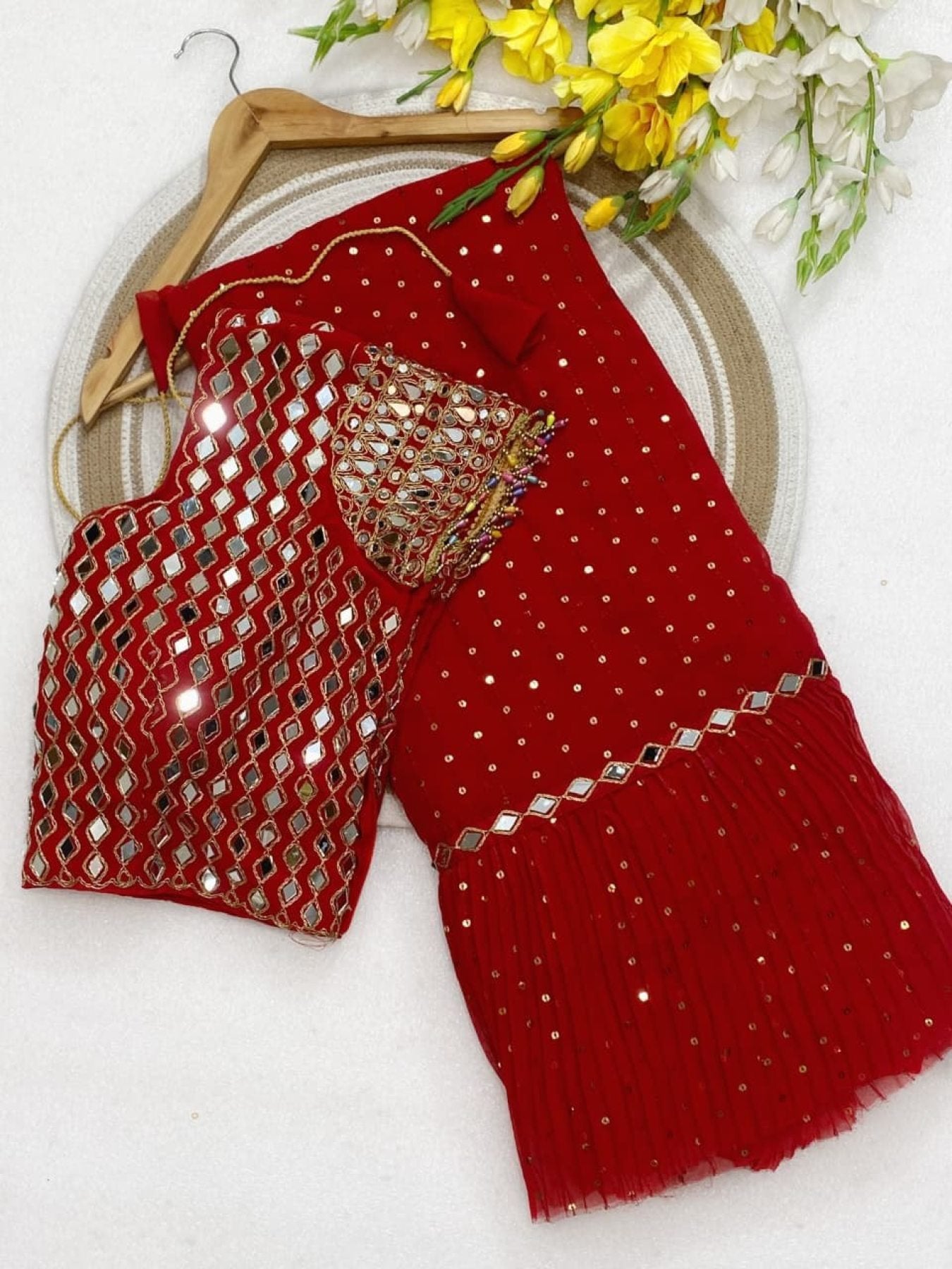 Red Saree - full-length drape