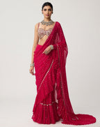Red Saree - blouse and border close-up