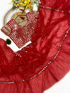 Red Saree - Sequins back view