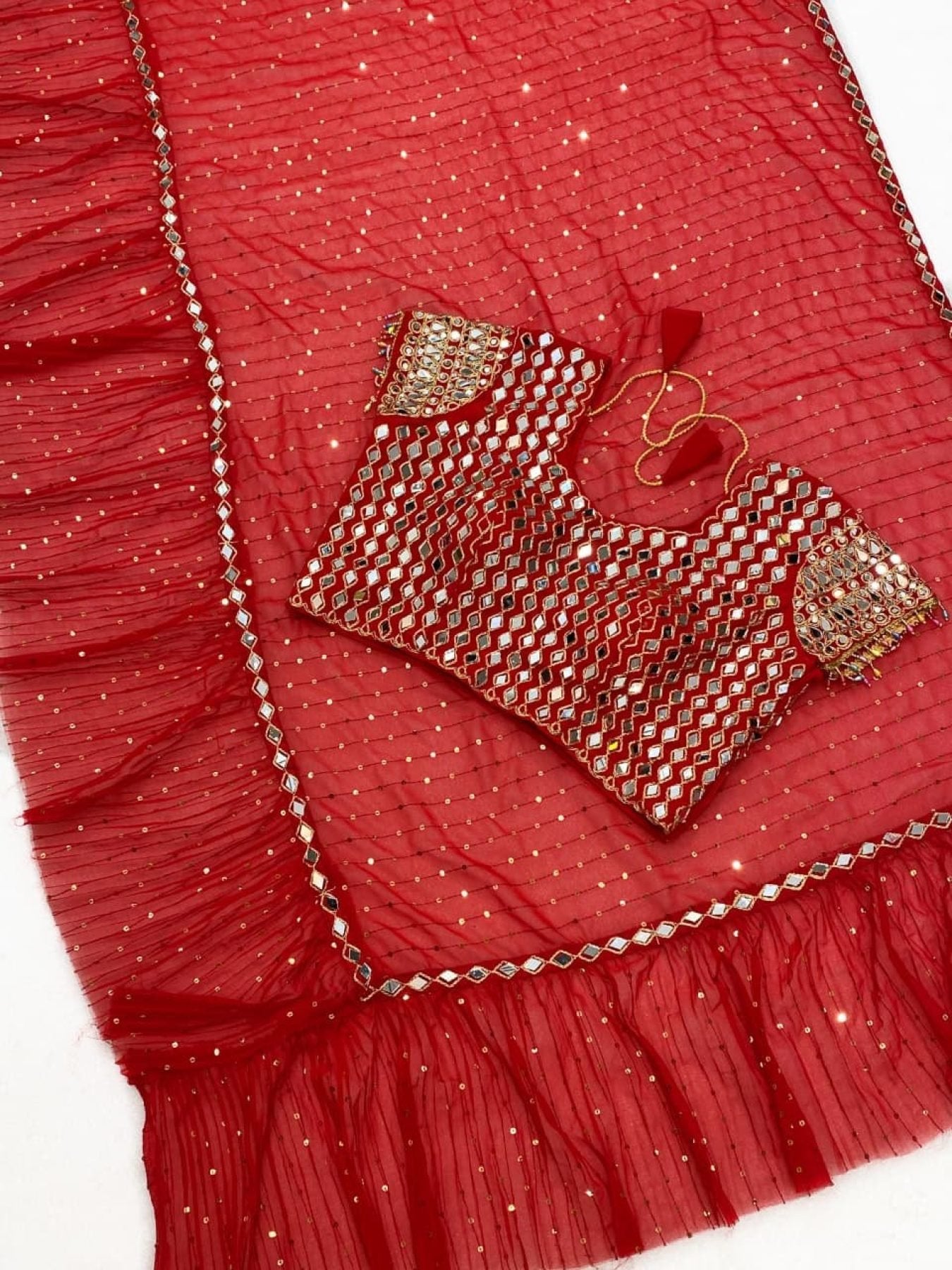 Red Saree - styling and accessories view