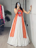 Leheriya Print Kurti with Plain Frill Rayon Cotton Lehenga for Garba for women | Snyvia