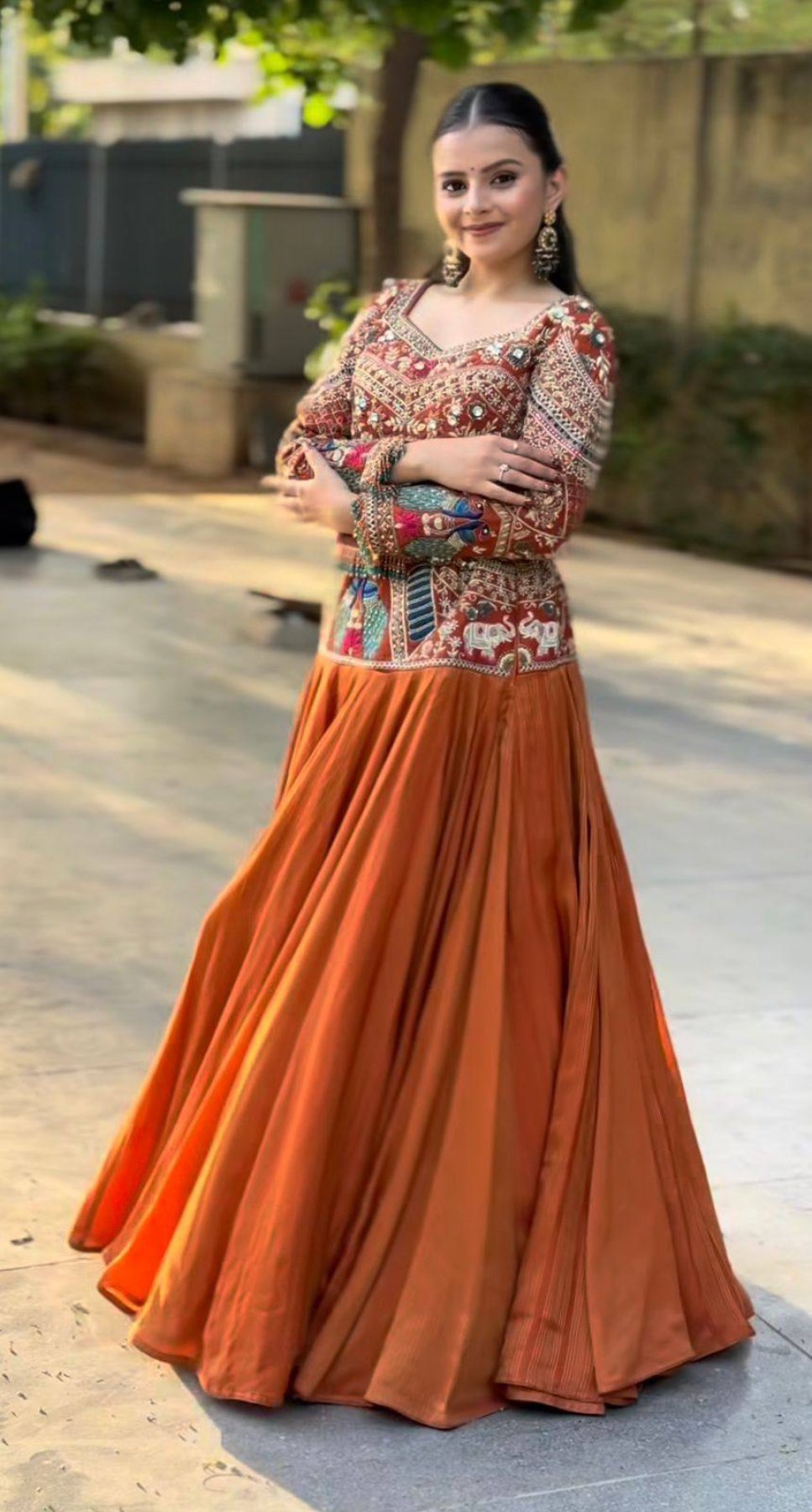 Bridal Chinon Silk Lehenga Choli with Embroidery Sequence Work for Weddings blouse and dupatta detail