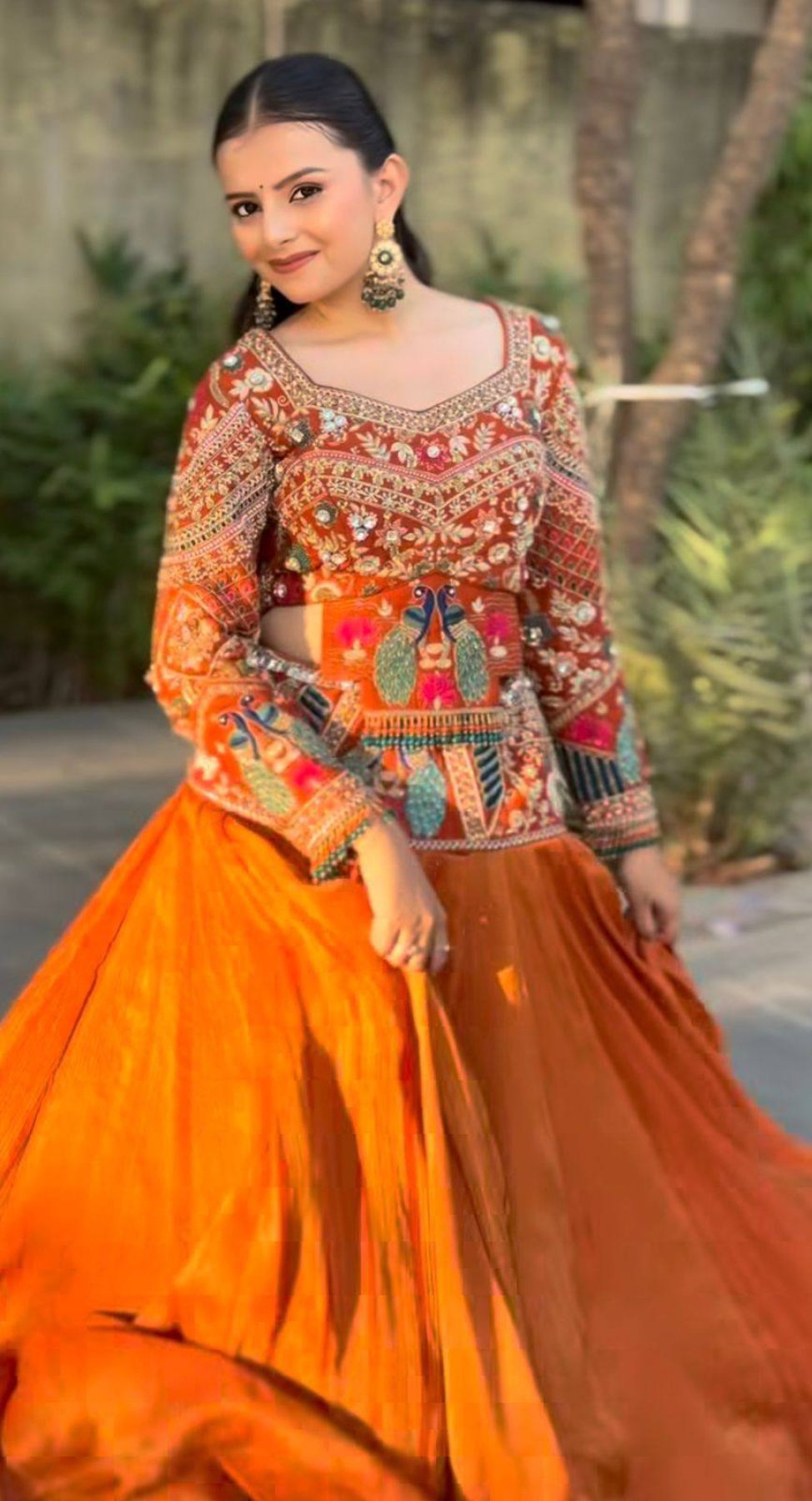 Bridal Chinon Silk Lehenga Choli with Embroidery Sequence Work for Weddings fabric texture detail