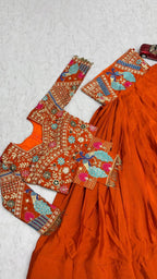 Bridal Chinon Silk Lehenga Choli with Embroidery Sequence Work for Weddings back view