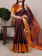 Mustard Cotton Saree for women - full front view | Snyvia