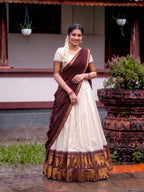 Poly Cotton Lehenga Choli with Traditional Zari Weaving for Festive Wear back view