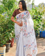 Linen Saree - drape and pallu detail