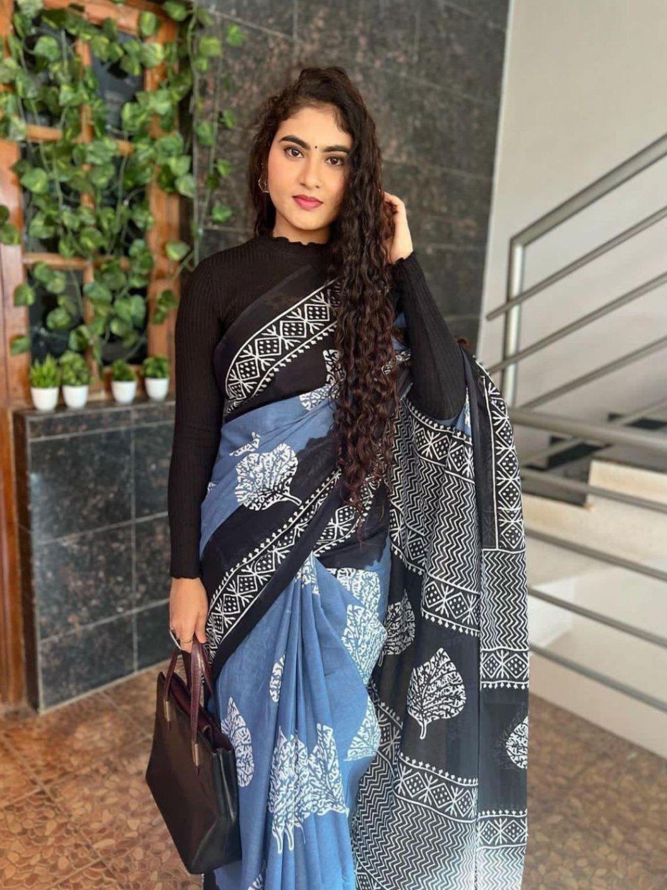 Linen Saree for women - full front view | Snyvia