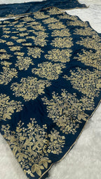 Calzora Polo Silk Lehenga with Zari Work and Tabby Dupatta for Grand Celebr full drape view