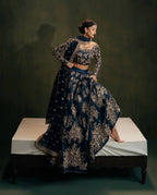 Calzora Polo Silk Lehenga with Zari Work and Tabby Dupatta for Grand Celebr fabric texture detail