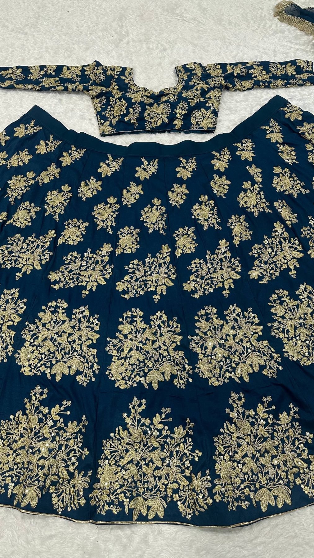 Calzora Polo Silk Lehenga with Zari Work and Tabby Dupatta for Grand Celebr colour variant view